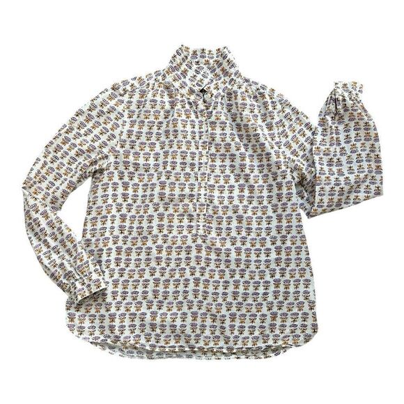 J Crew Women’s Vintage Print Poplin Blouse Size 10 Floral 1/2 Button Pullover - Picture 2 of 6